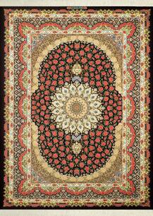 Qom handmade carpet, crimson rose design, 4075