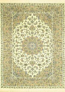 Kashan handmade carpet, cream design, lacquered border, 6304