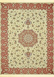 Kashan handmade carpet, cream design, copper border, 5765